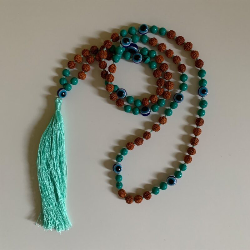 Mala Rudraksha œil turc - Turquoise