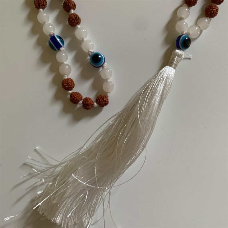 Rudraksha de l'œil turc - Pierre de lune blanche – Image 3