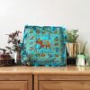 Coussin en broderie d'éléphant - Turquoise