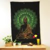 Tapisserie - Bouddha paon (noir et néon)