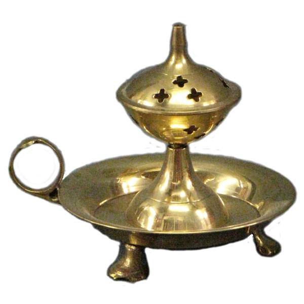 Small Brass Burner with Saucer