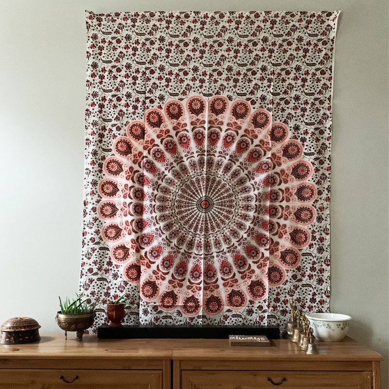 Mandala Tapestry - Peaceful Garden (Terra Cotta)