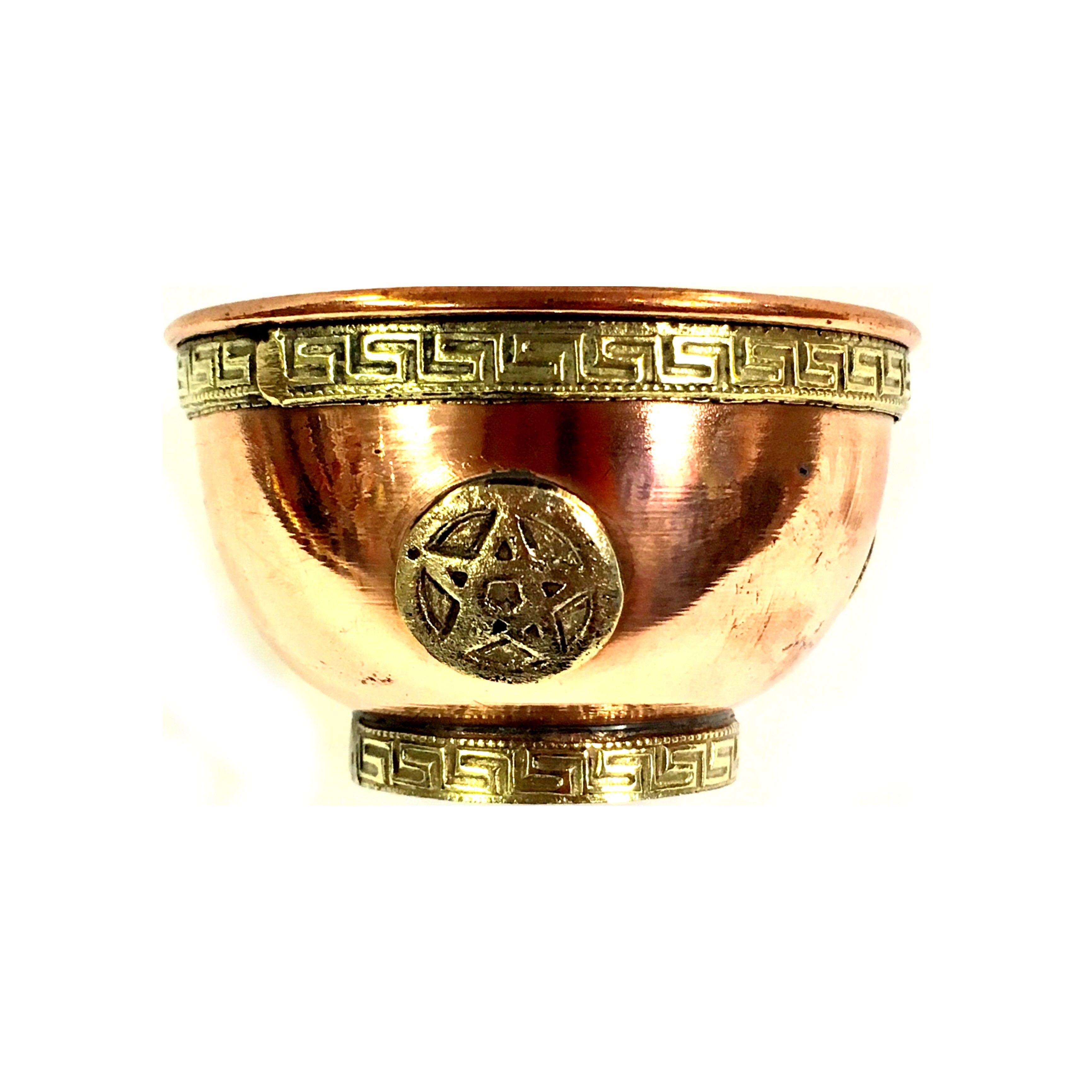 Pentacle - Small Copper & Brass Incense Bowl
