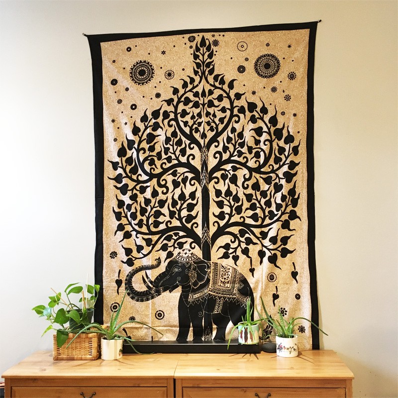Tapestry - Elephant Tree of life (Beige)